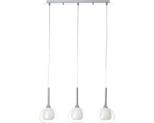 Hanglamp, 3-lichts, HxB 120x66 cm, chroom/helder/wit