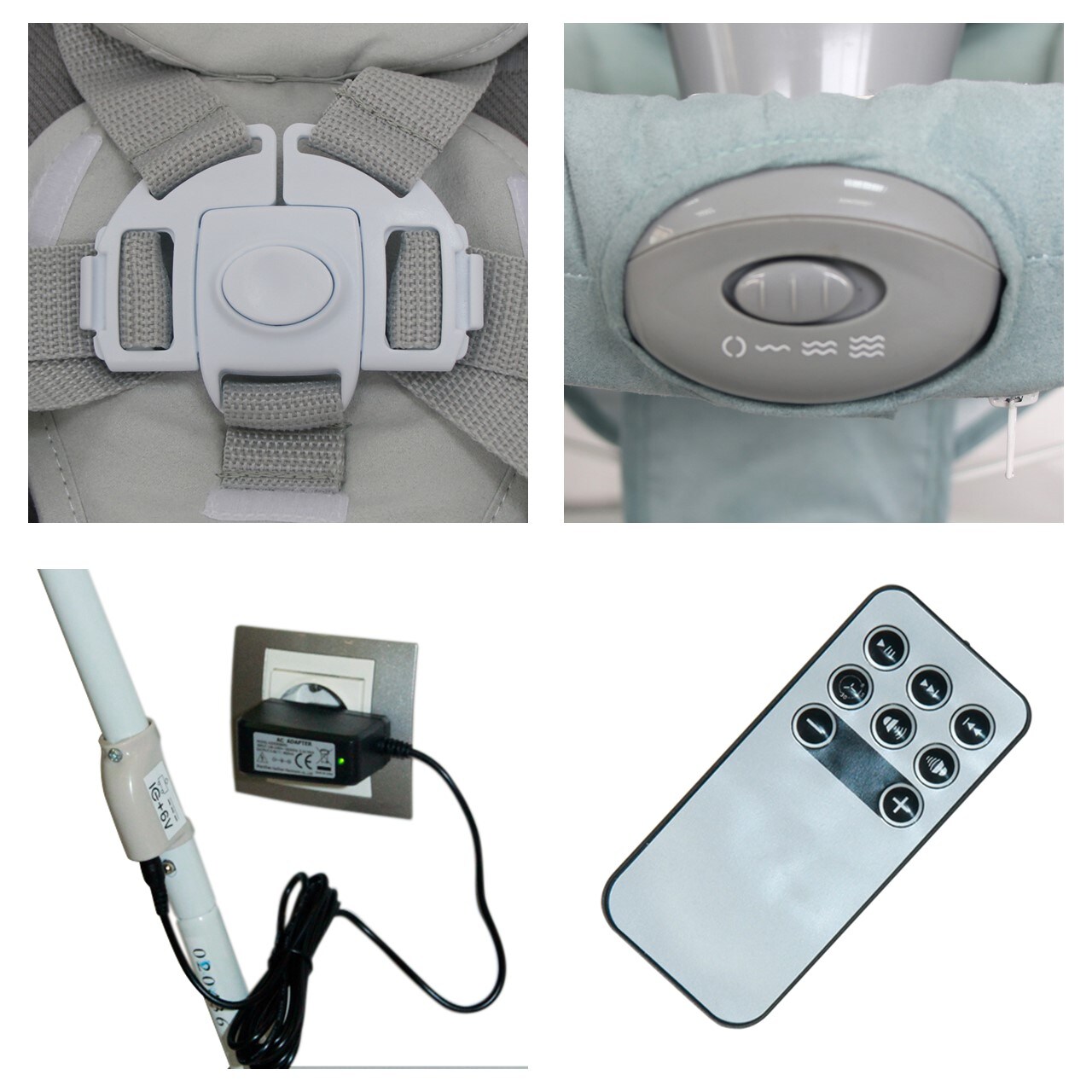Lorelli Babywippe elektrisch Tango 2 in 1, Fernbedienung, MP3, Timer, Mobile hellgrau
