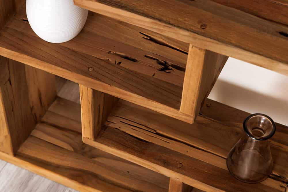 Massivholz Bücherregal JAVA 200cm natur Teakholz Standregal Raumtrenner recycelt