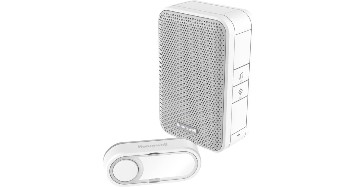 HoneywellDC311S Draadloze draagbare deurbel met drukknop  (Wit/grijs)