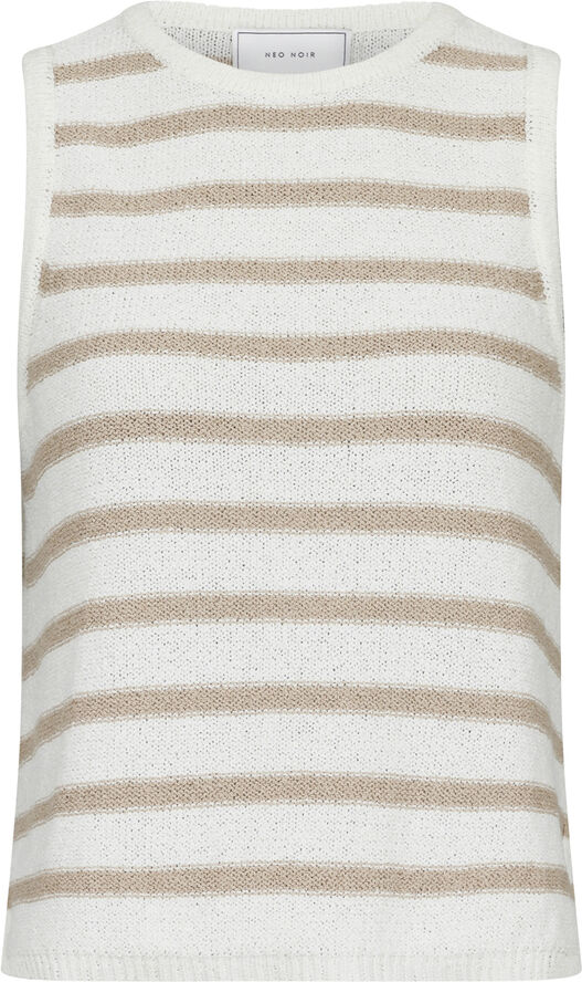 Neo Noir Chira Boucle Knit Stripe Top Sand