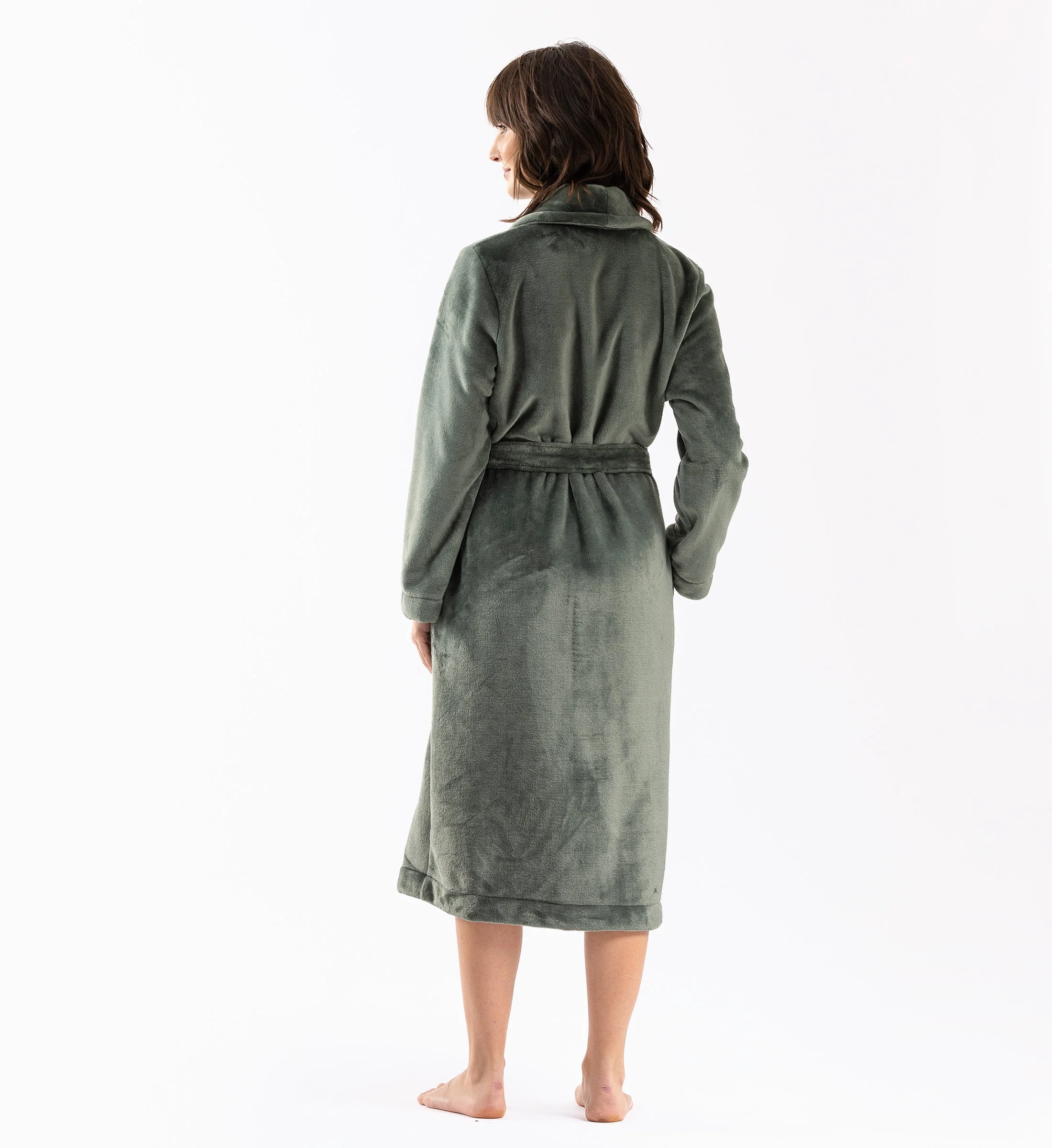 ESSENTIEL H61B - Peignoir en peluche flanelle | Vert