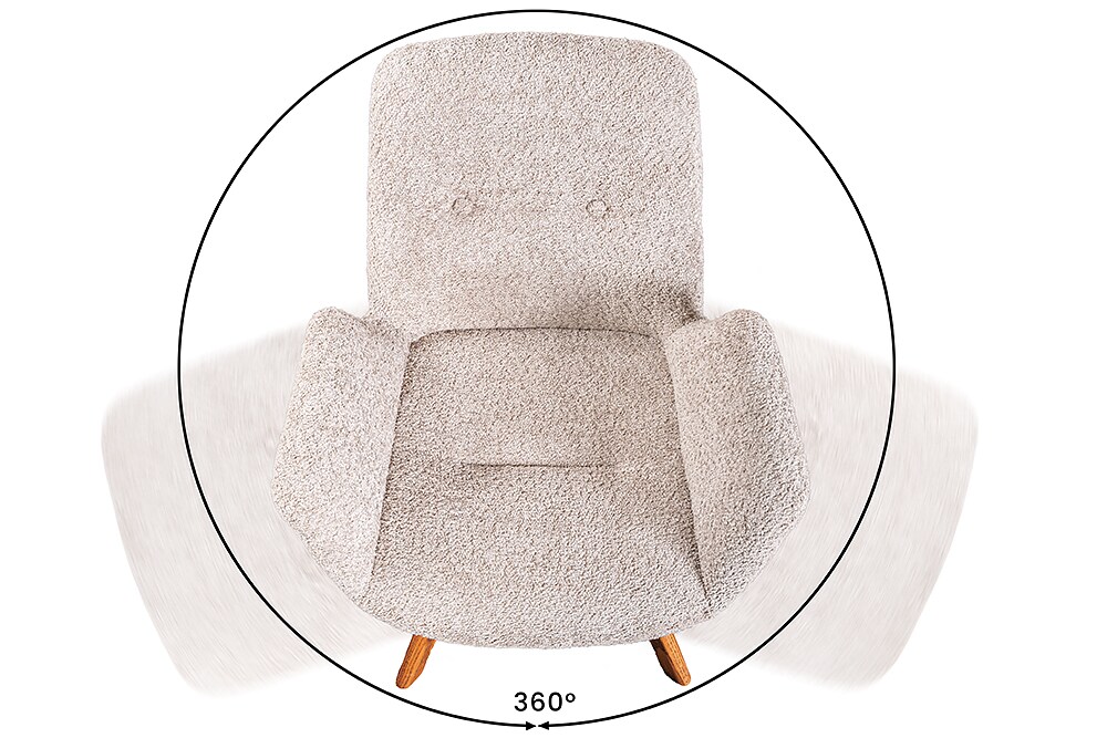 riess-ambiente Stuhl BALTIC - drehbar beige Bouclé natur Eiche Massivholz-Beine mit Armlehne