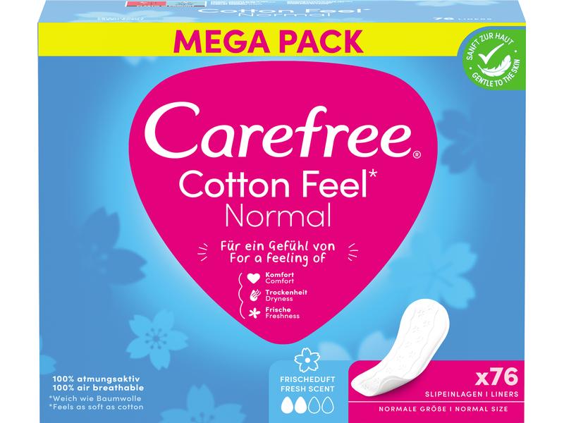 Carefree Slipeinlage Cotton Feel Frischeduft 76 Stück Luftdurchlässige Slipeinlagen mit langanhaltendem Frischegefühl