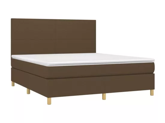 Sommier tapissier matelas et LED Marron foncé 180x200cm Tissu