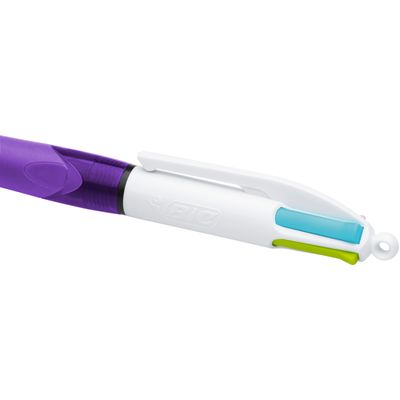 BIC 4 Couleurs Grip Fun - Stylo à bille 4 couleurs - au choix : rose, turquoise, violet, vert citron