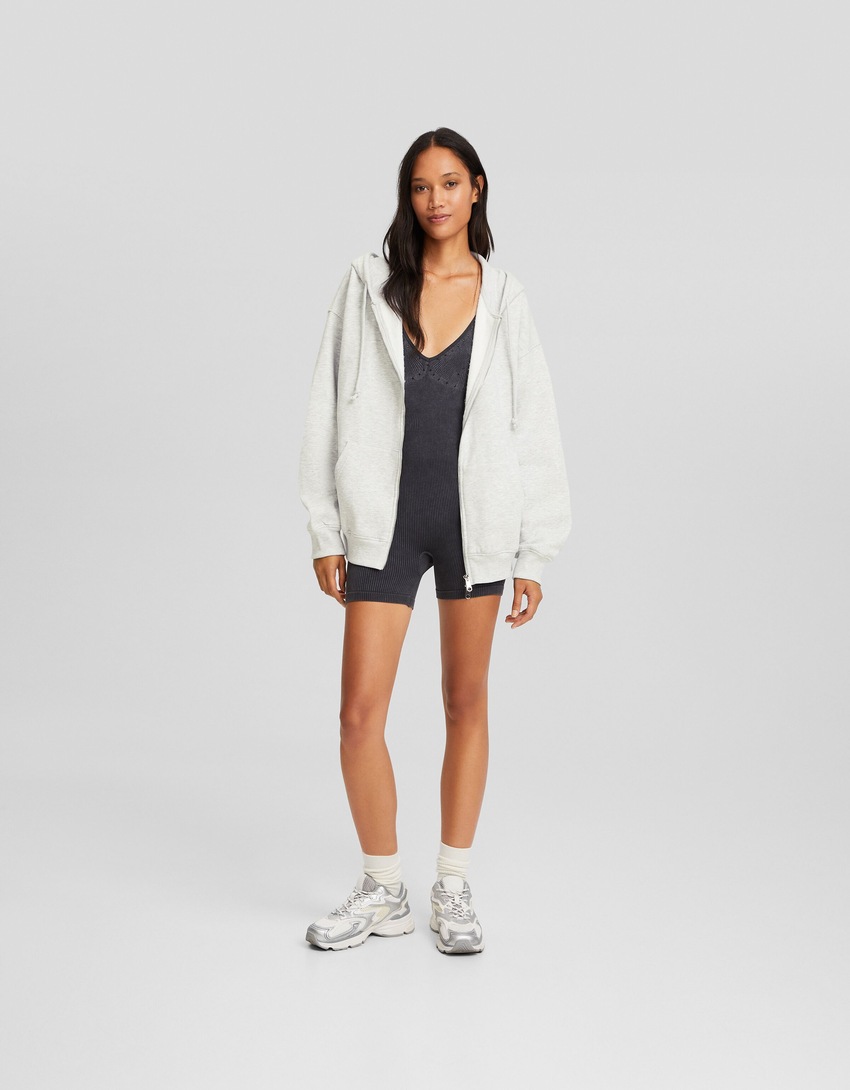 Moletom com zíper oversized