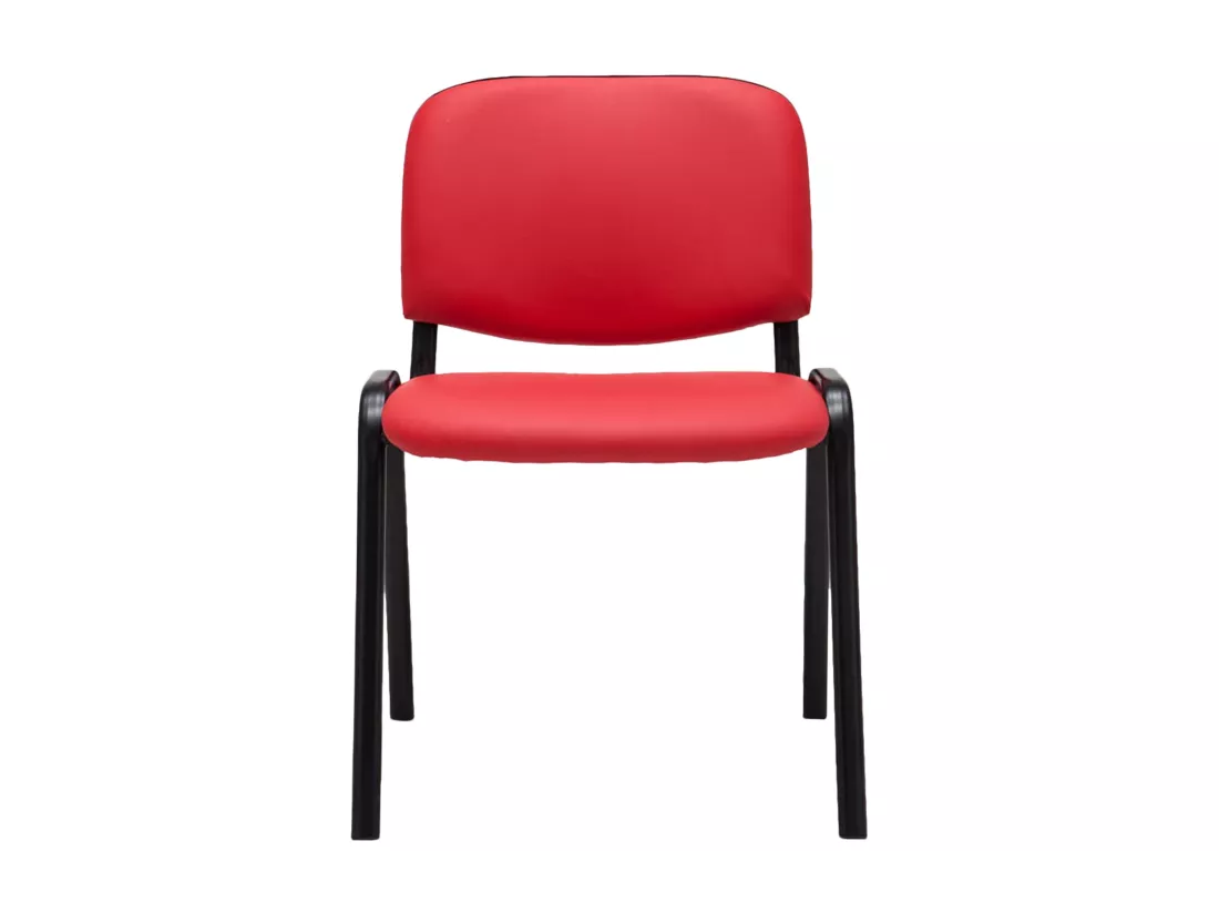 Chaise de salle à manger - Similicuir & Métal noir mat - Rouge - Ken