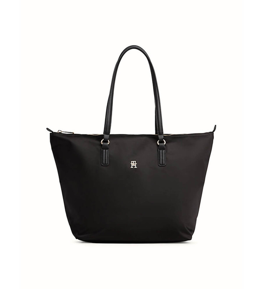 Bolsa tote Tommy Hilfiger com alça exclusiva, preta.