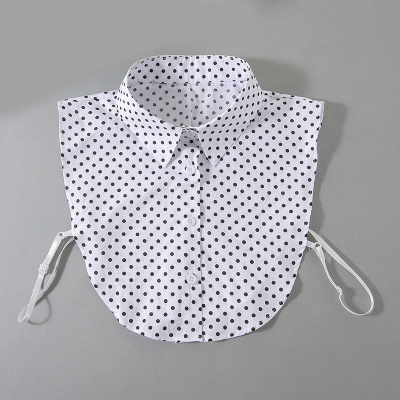 Falscher Kragen Damen Fashion Accessoire Blusen Kragen - Weiss / Schwarz (Gepunktet)
