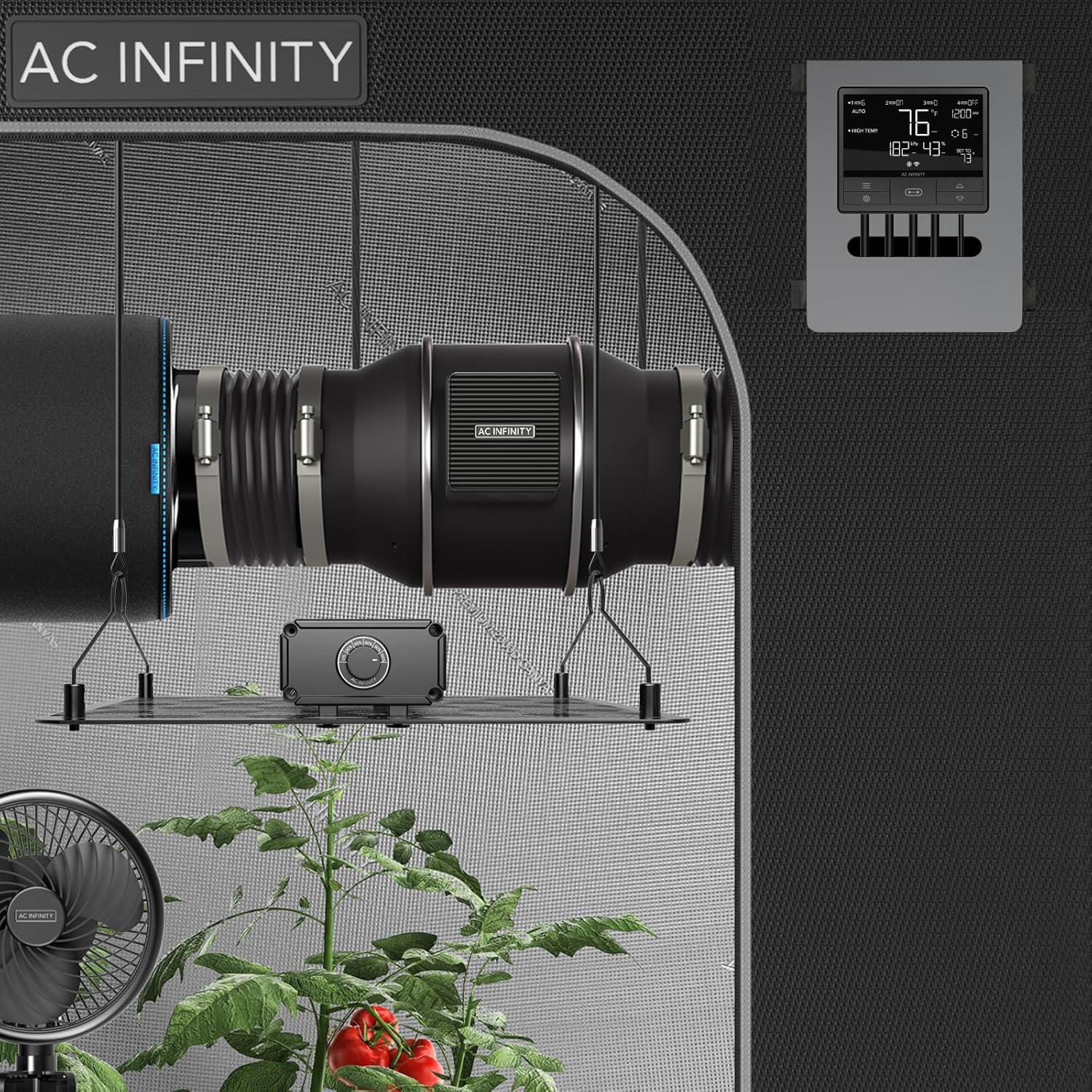 AC Infinity CLOUDLINE PRO T8 – Leises Inline-Lüftersystem 200 mm mit Temperatur-/Feuchtigkeits-VPD-Controller und App-Steuerung, für Grow-Zelte und Hydroponik
