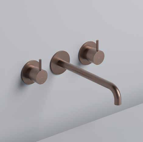 Hotbath Cobber 3-gats inbouw wastafelkraan 25cm geborsteld koper PVD