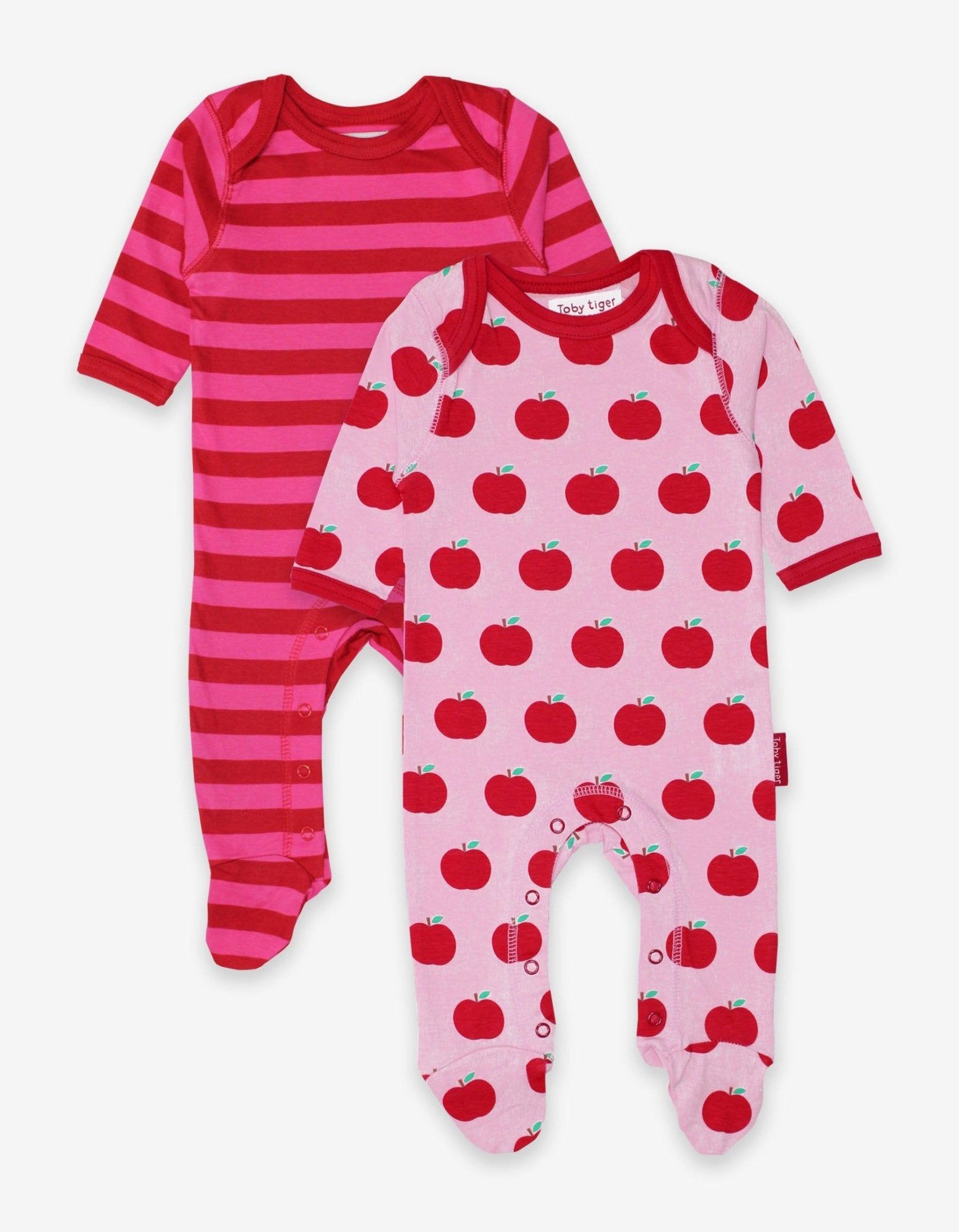 Toby Tiger Baby Strampler im Doppelpack, Apfel Print