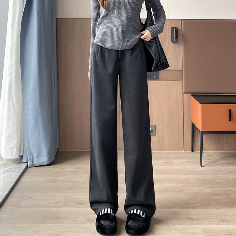 Dovitade - High Waist Plain Wide Leg Sweatpants (Diverse Designs)