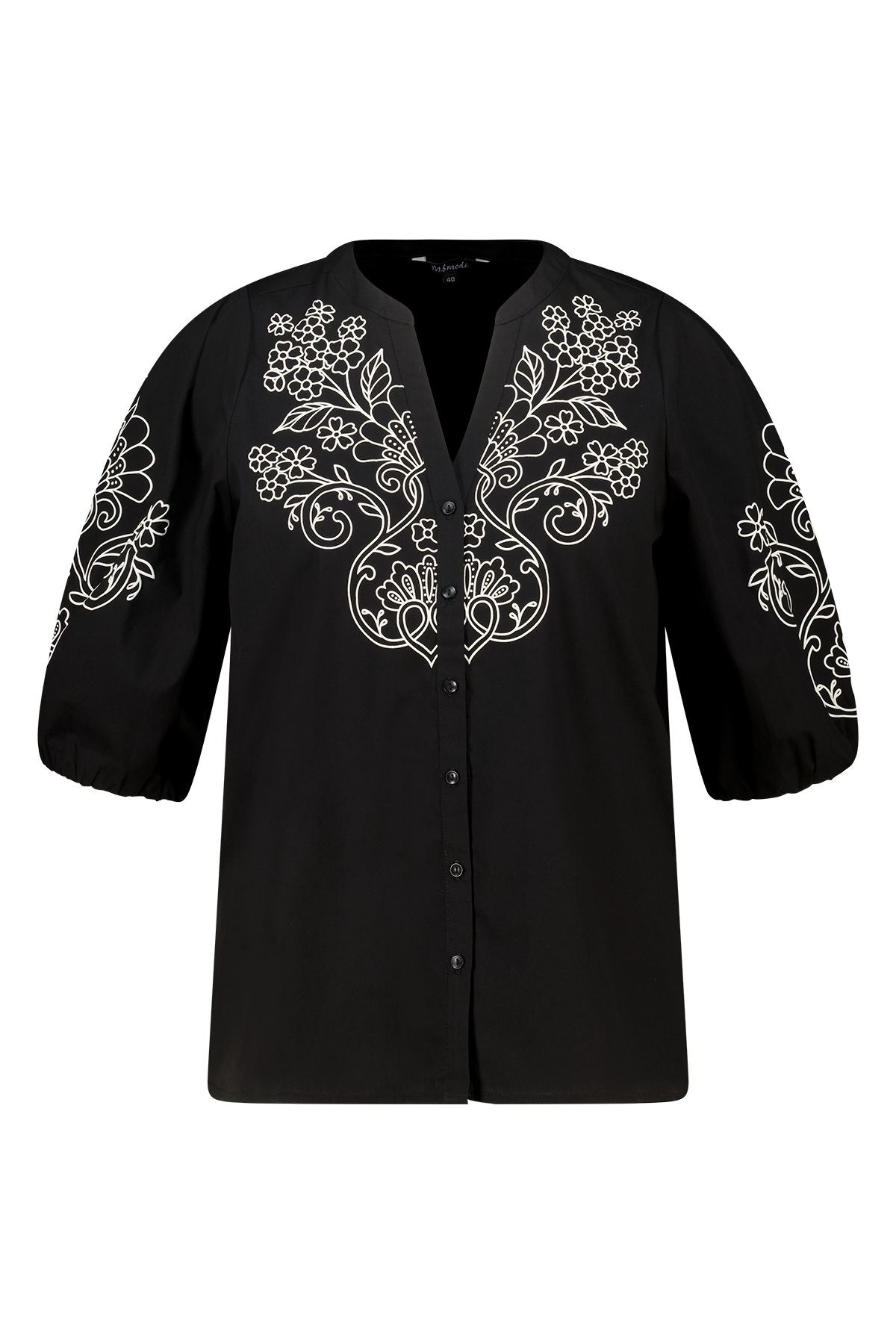 Blouse met pofmouw Zwart