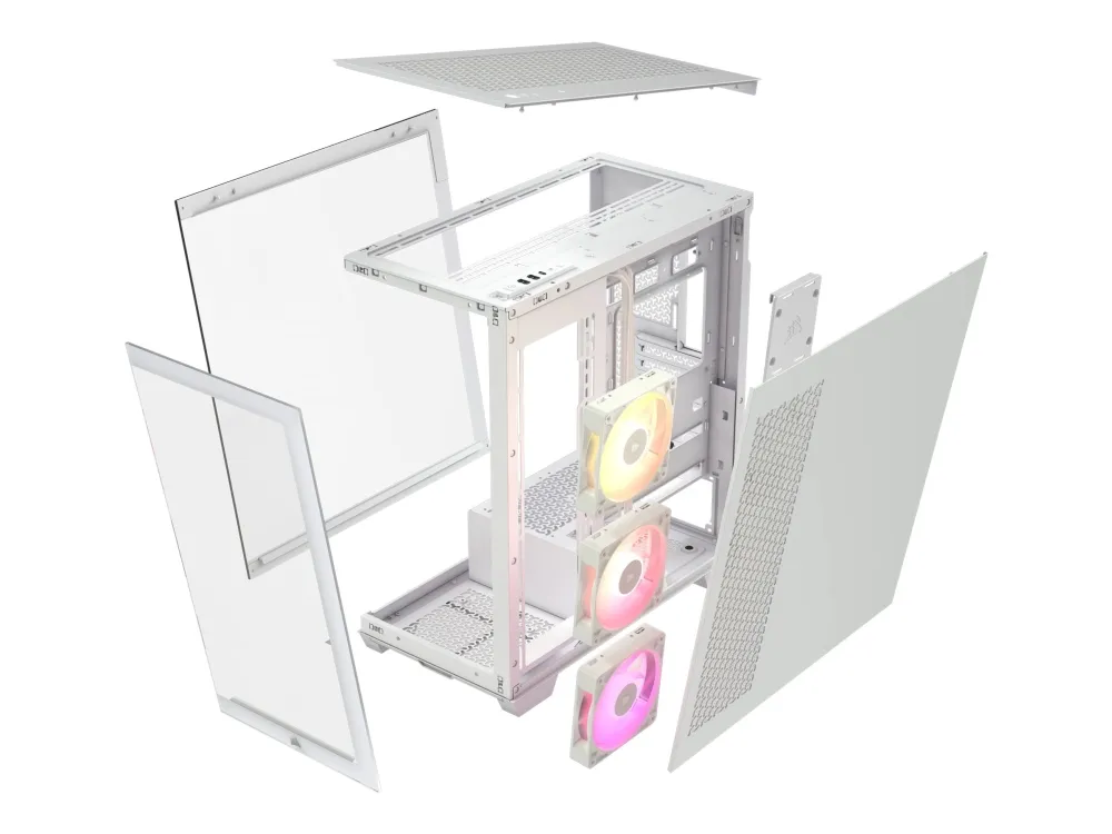 CORSAIR iCUE LINK 3500X RGB - Mid tower - udvidet ATX - sidepanel med vindue (hærdet glas) - ingen strømforsyning (ATX) - hvid - USB/Lyd