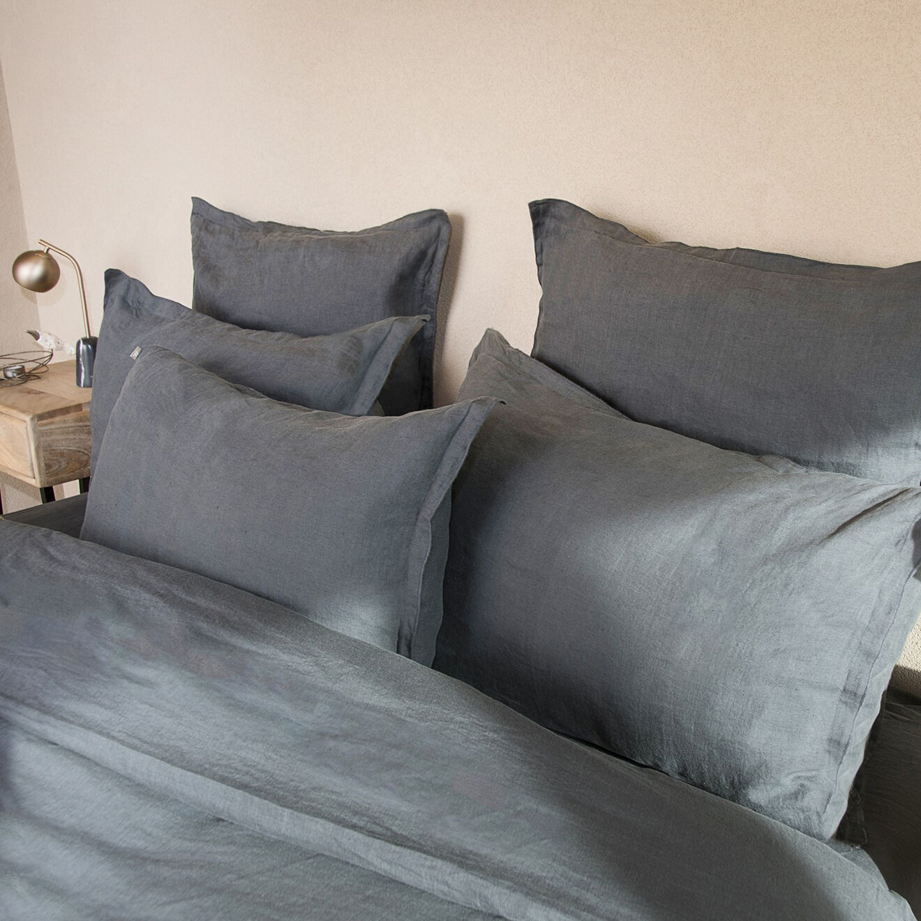 Febronie Drap housse lin lavé Hortense gris ardoise