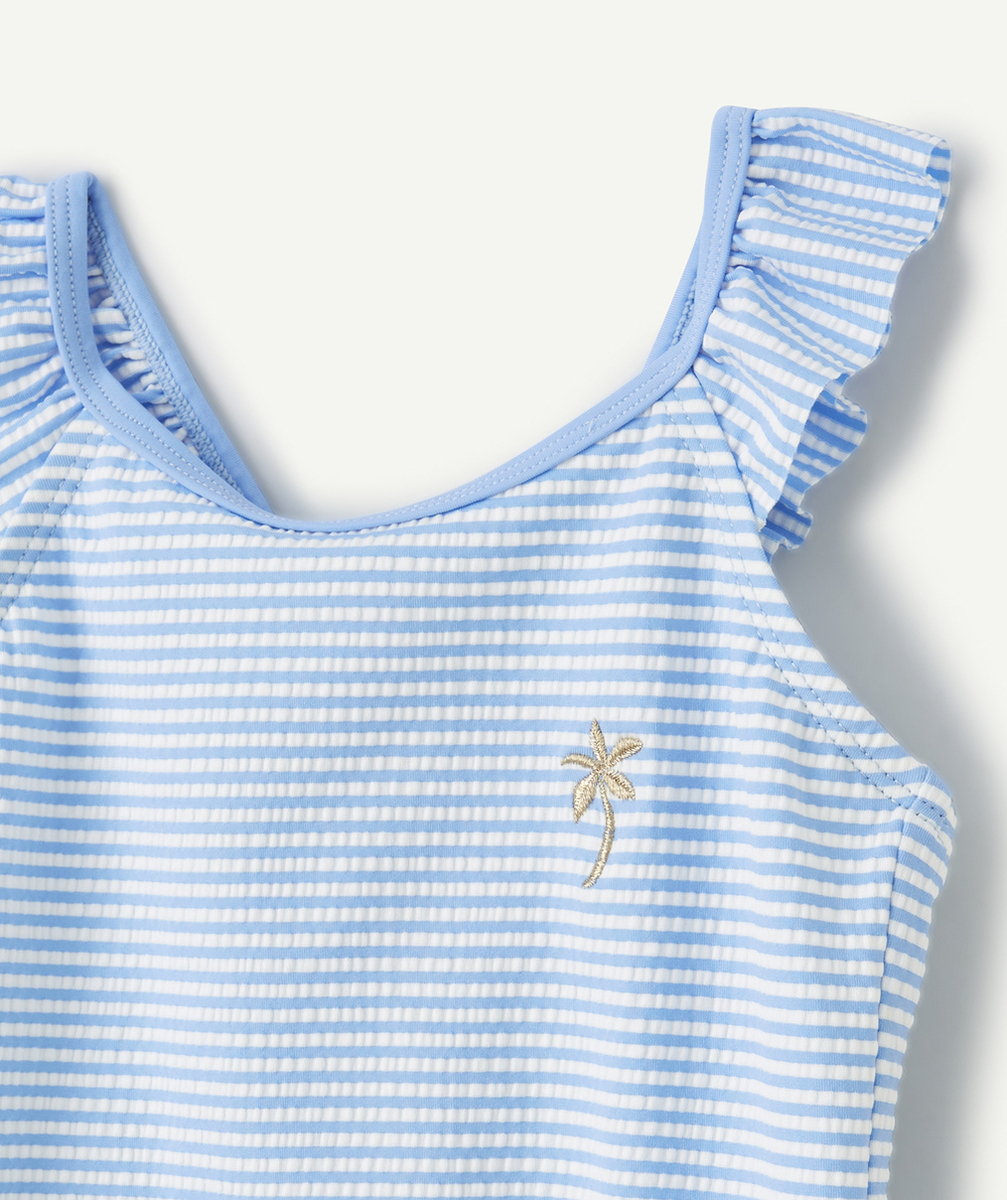 maillot de bain 1 pièce bébé fille en fibres recyclées à rayures bleu et blanc