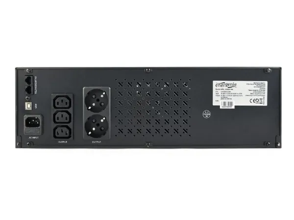 EnerGenie - UPS (rackversion) - AC 220 V - 1200 Watt - 2000 VA - 9 At - USB - output-stikforbindelser: 4 - 3.4U