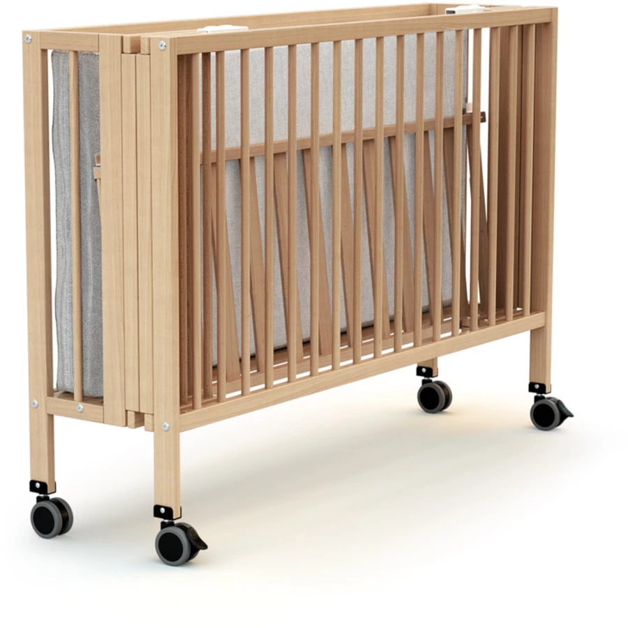 AT4 Babybett mit Rollen klappbar ESSENTIEL Buche lackiert 60 x 120 cm