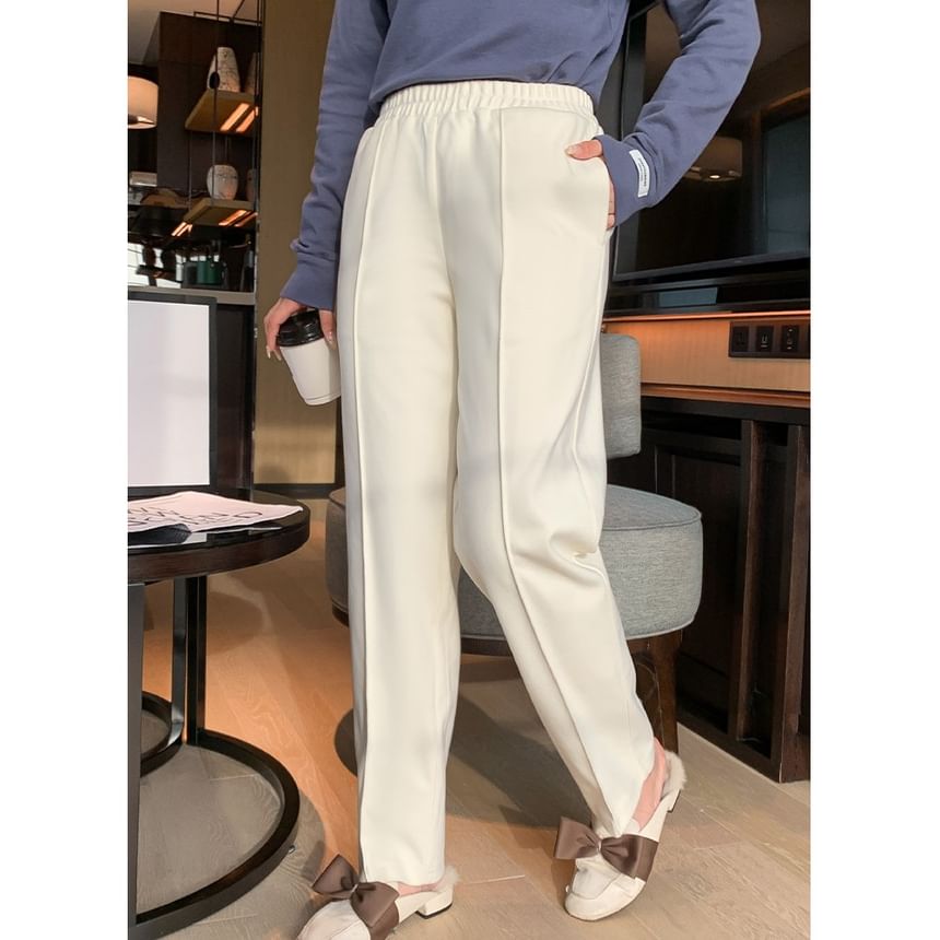 Appelsin - Hoge taille effen rechte joggingbroek