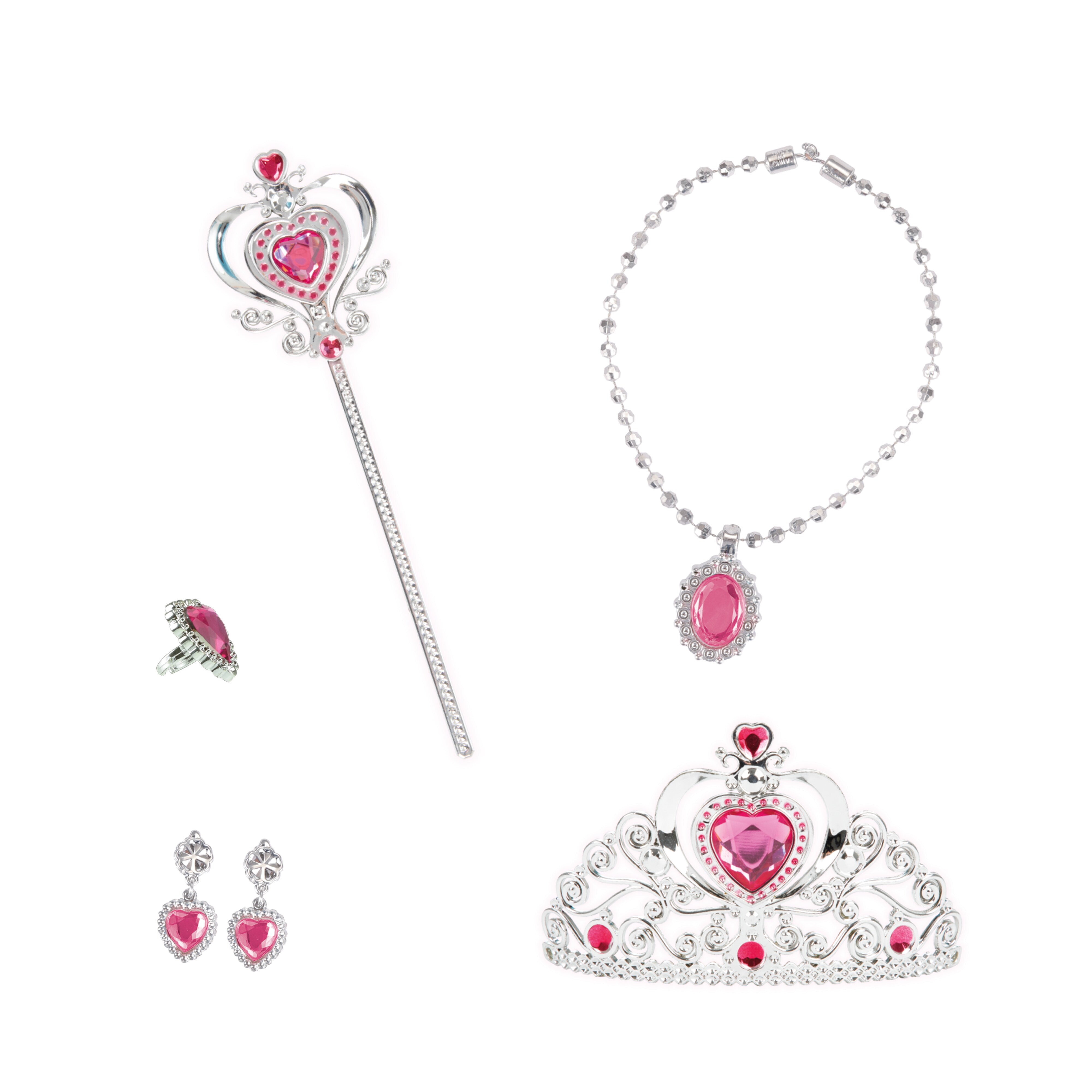 Toi-Toys 12853A - Princess Friends Schmuckset - Prinzessin (6-teilig) Tiara Kette Zauberstab Ohrringe Herz