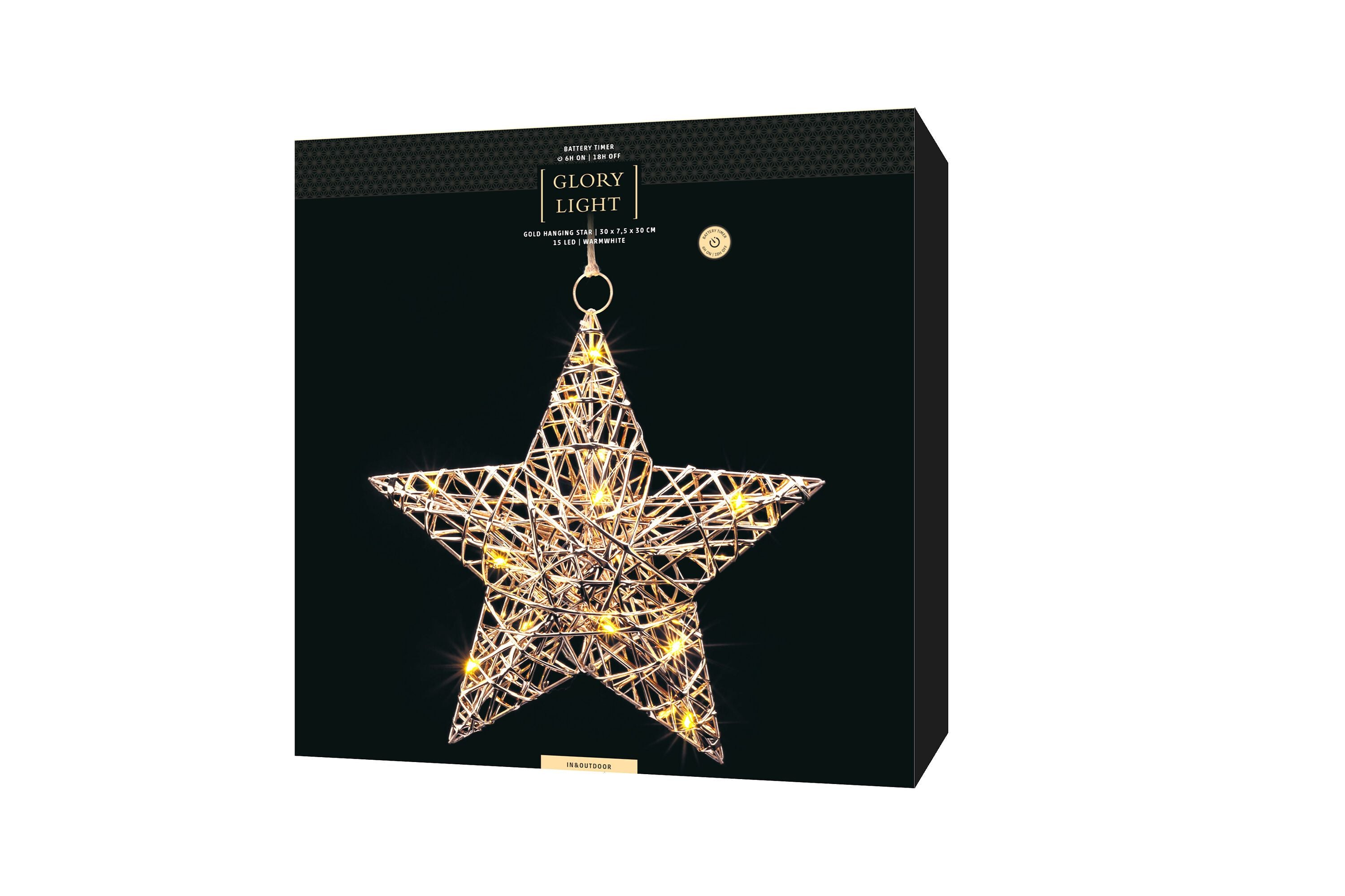 ASTRA LED Licht - Goldfarbig / B: 30.0 cm x T: 7.5 cm x H: 30.0 cm