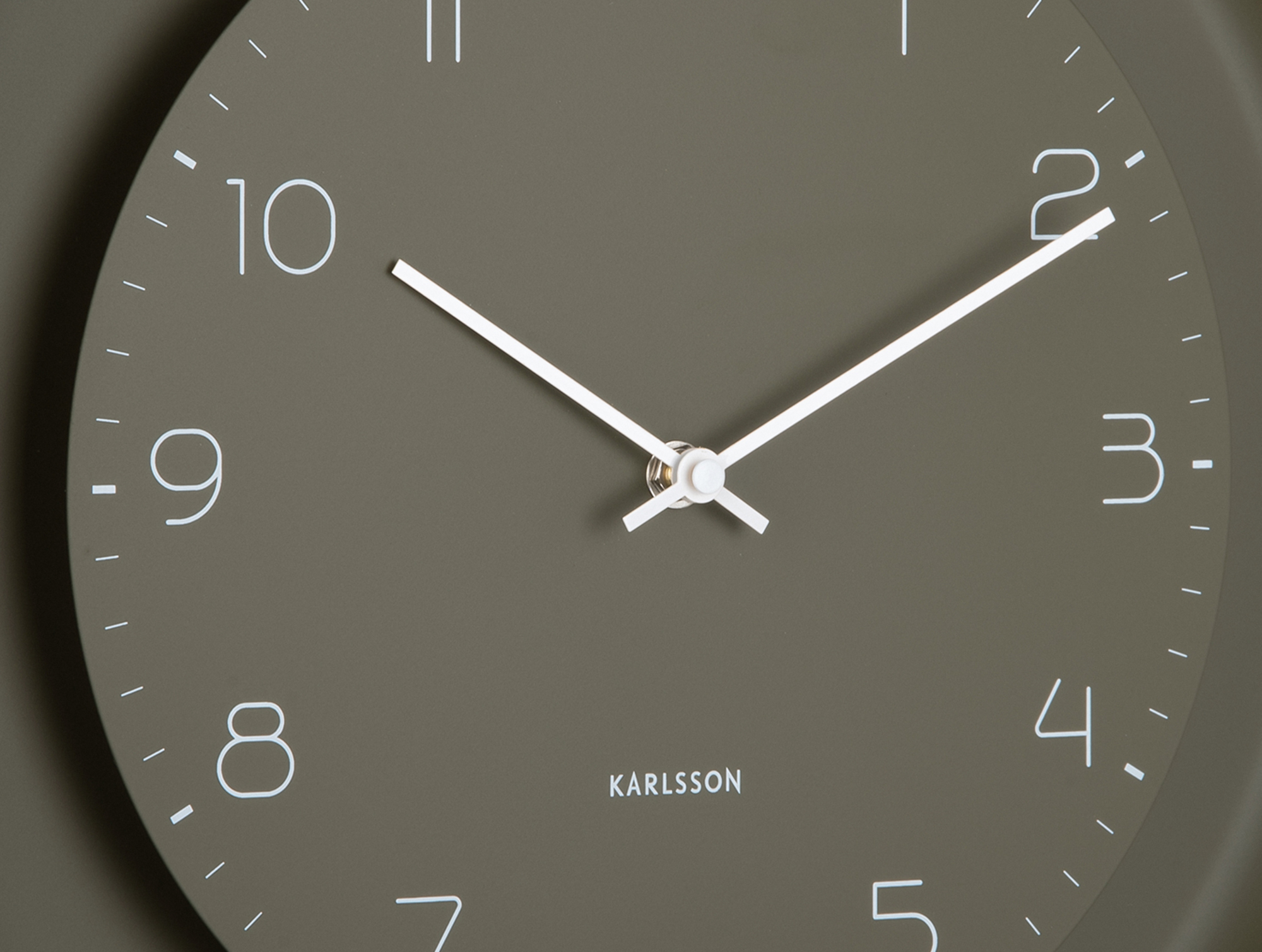 Wall clock Dual Disc metal moss green