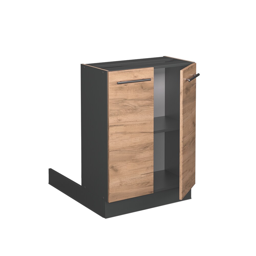 Vicco Regalinselunterschrank Küchenschrank Küchenmöbel Fame-Line Anthrazit Eiche Goldkraft 60 cm modern Küche Einbauküche Kücheninsel Drehtür Einlegeboden Blende Küchenunterschrank Küchenzeile