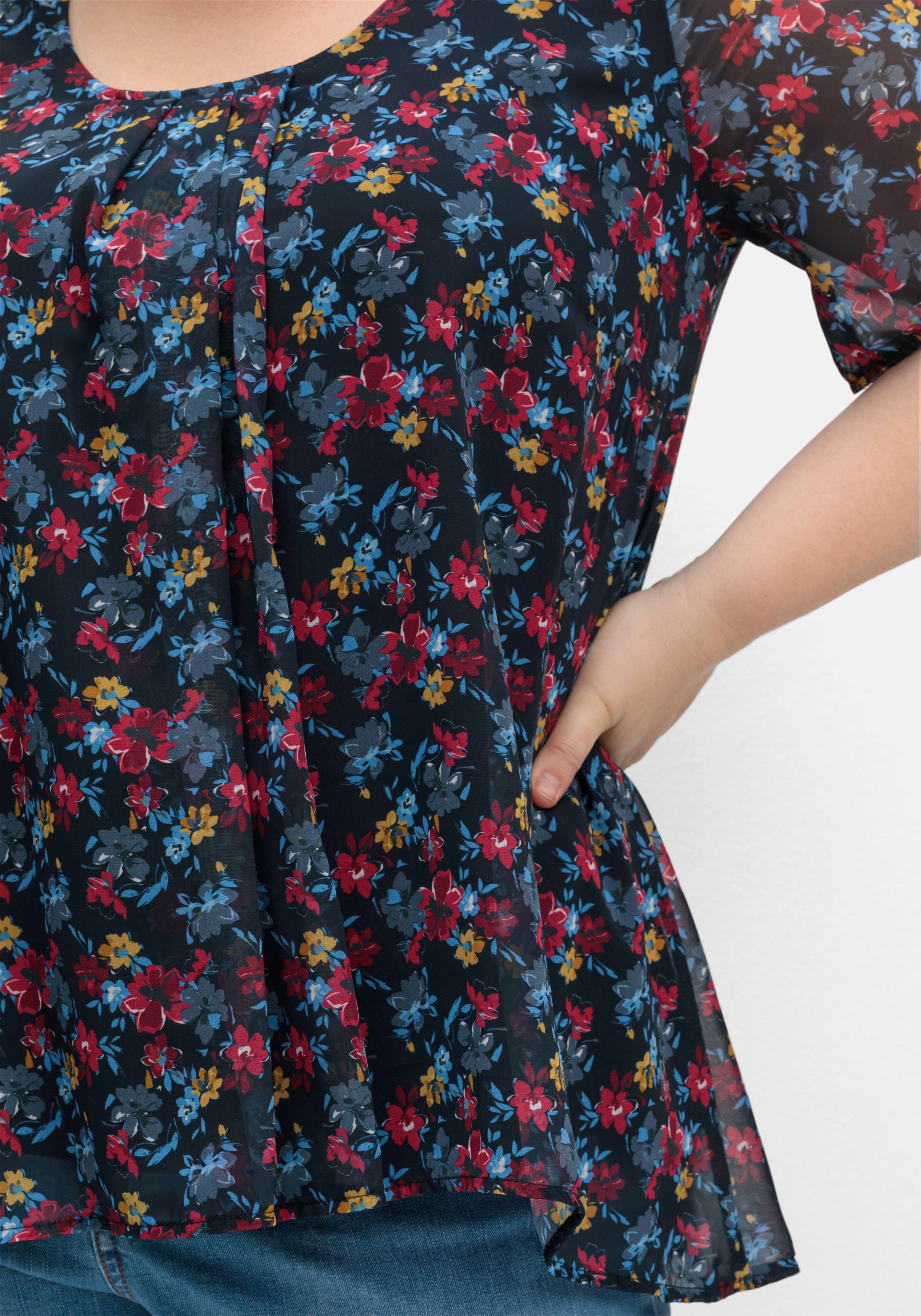 Shirt aus Chiffon mit Alloverdruck und Falten von