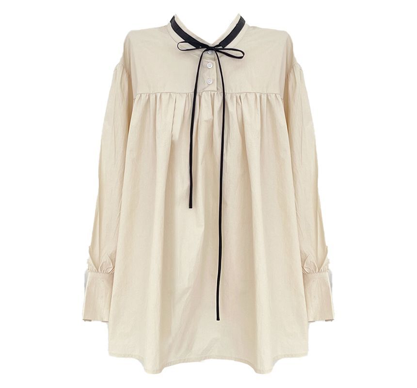 CosmoCorner - Pied-de-poule vest / lange mouw strik mini A-lijn jurk