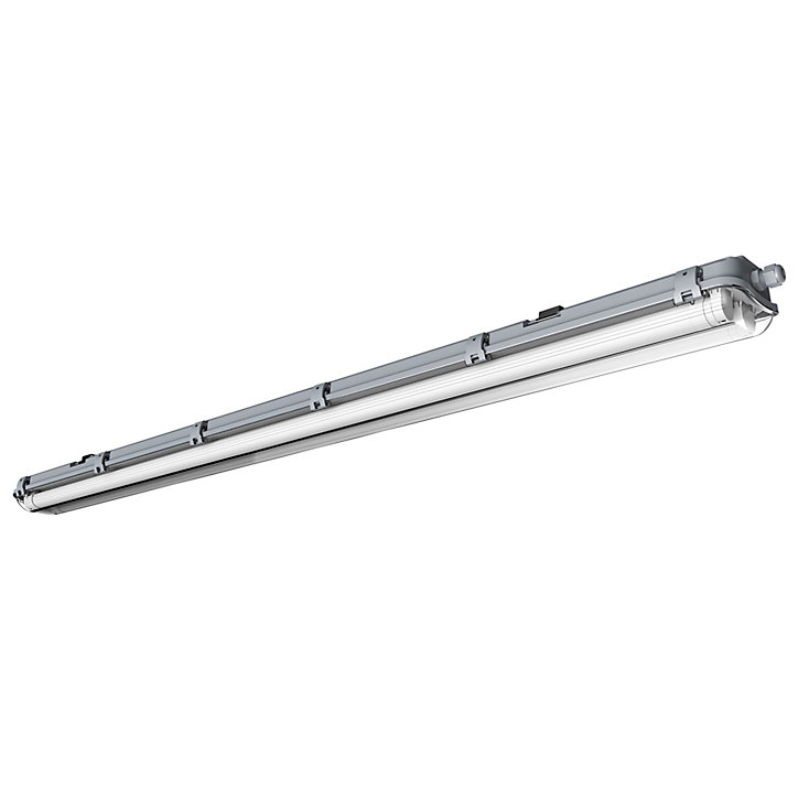Réglette lumineuse Pagon T8 blanc neutre 2x1800lm 18W IP65 L.129,3xl.11xH.6,4cm gris GoodHome