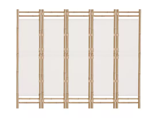 Cloison de séparation pliante 5 panneaux 200 cm Bambou et toile