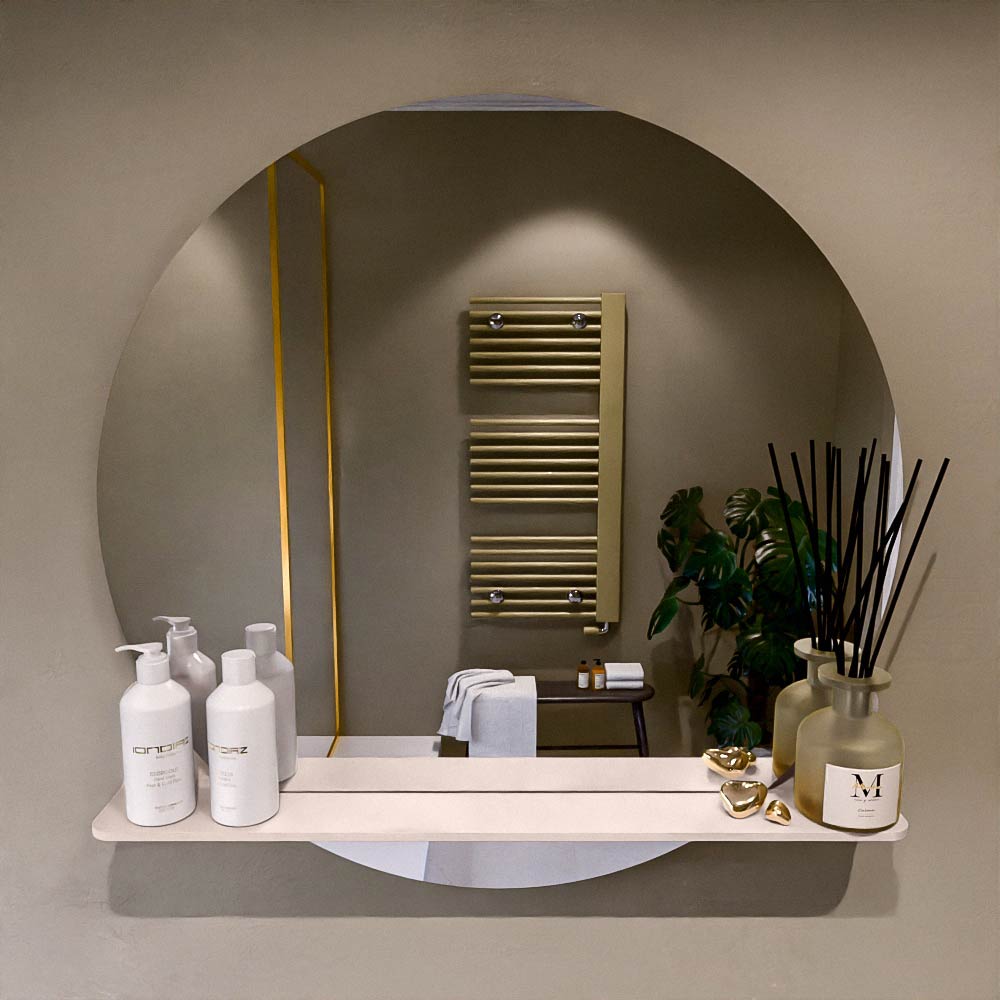 Mondiaz Spot spiegel rond Ø80cm met planchet rust