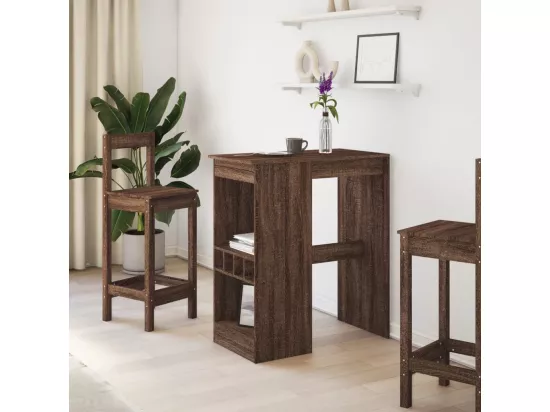 Table de bar avec étagères chêne marron bois d'ingénierie