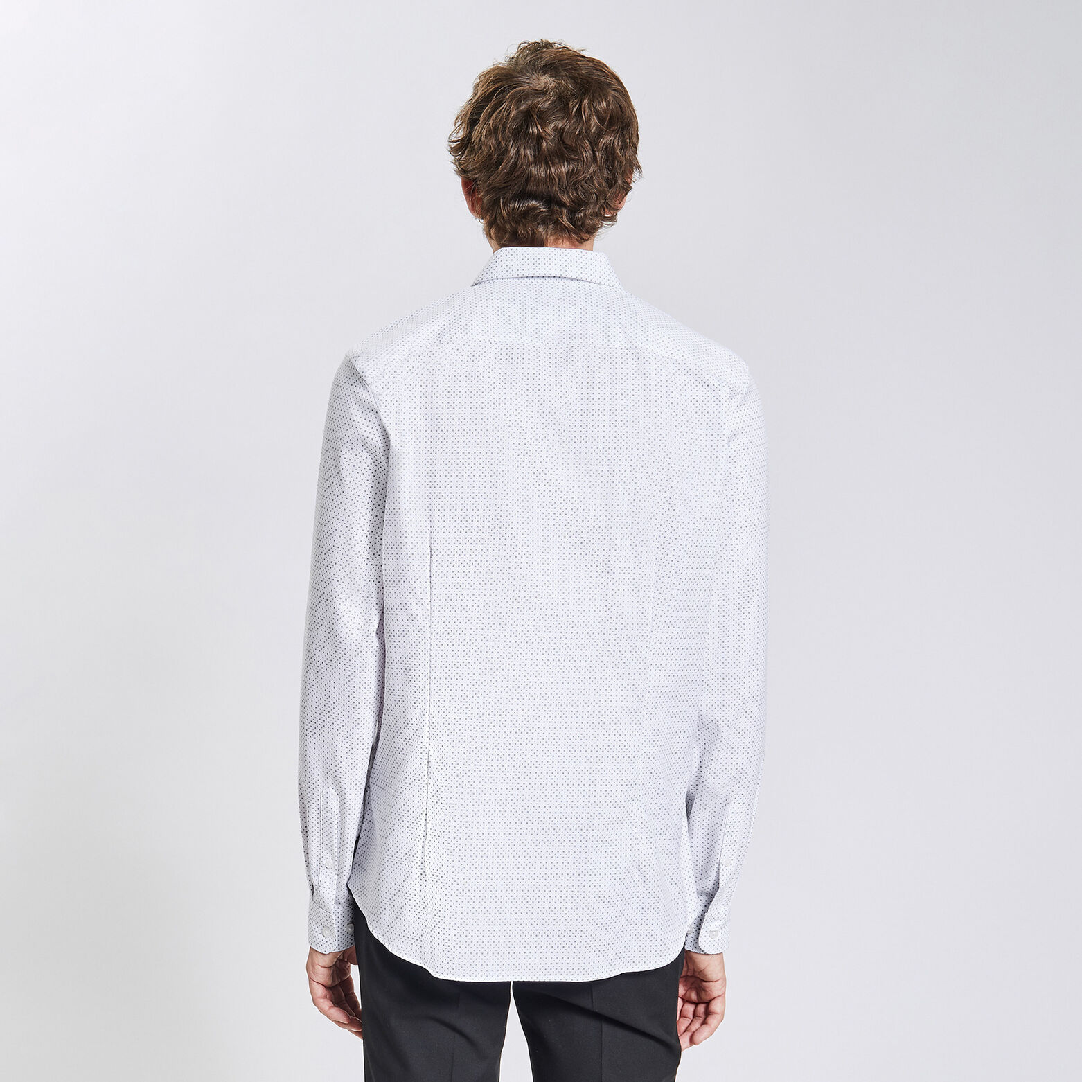Chemise slim sans repassage imprimé micro géo coto Blanc