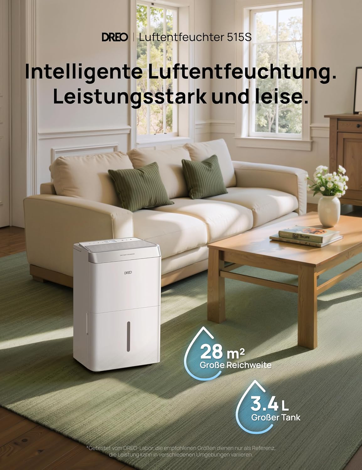 DREO Luftentfeuchter elektrisch, App & WLAN, 16L/24h, Raumentfeuchter leise 35dB, 30m², Entfeuchter energiesparend, 3 Modi, 3,4L Tank, Wäschetrockner & 24h Timer, für Schlafzimmer & Bad & Keller