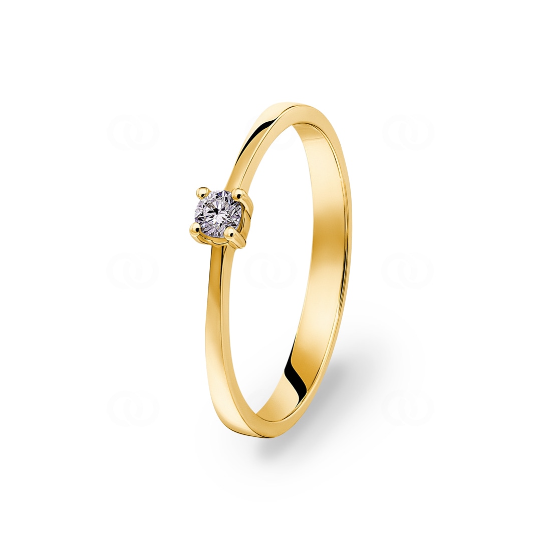 Verlobungsring 750/18 K Gelbgold mit Diamant 0.10 ct H/si