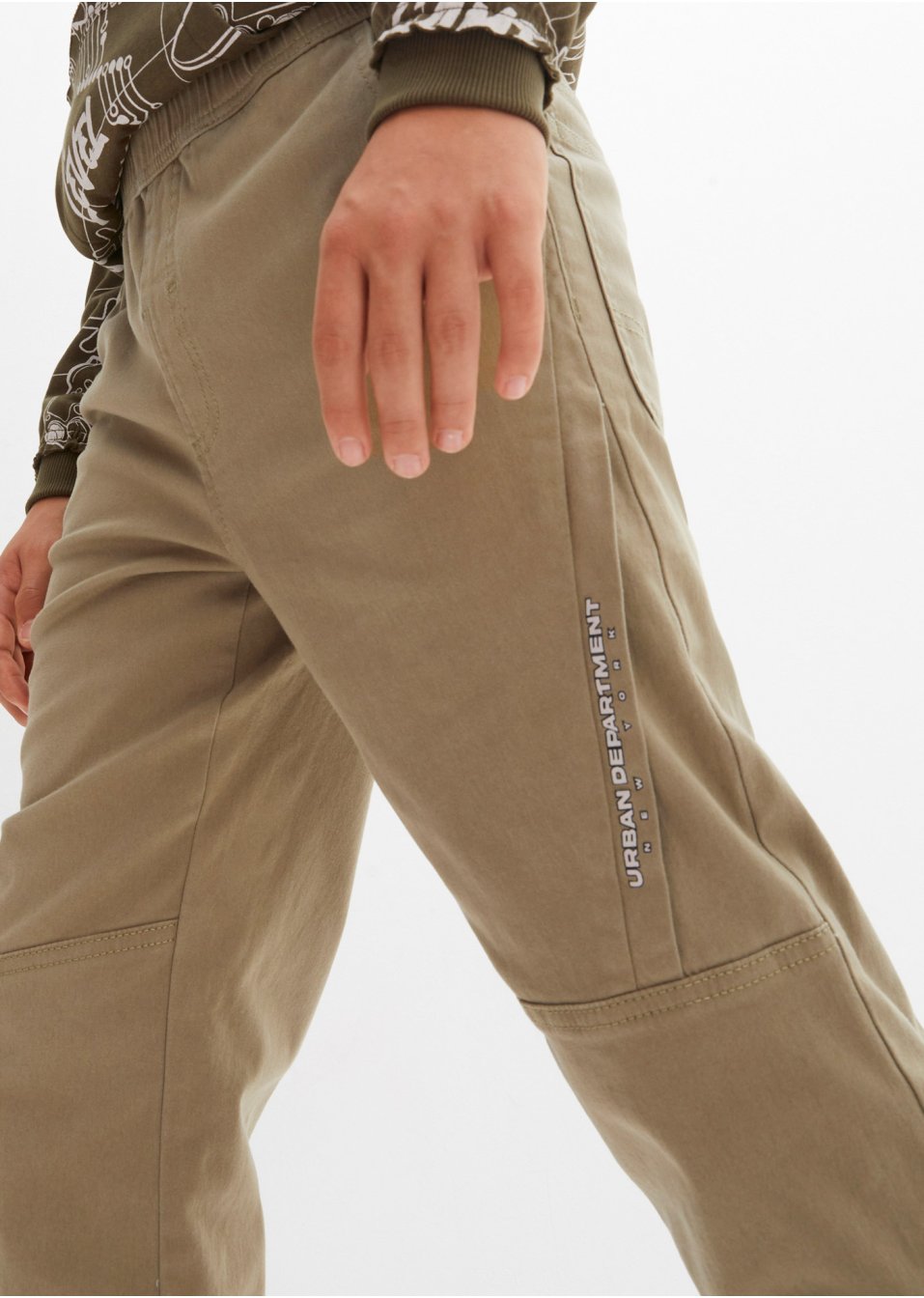 Pantalon twill garçon thermo et taille extensible, Loose Fit