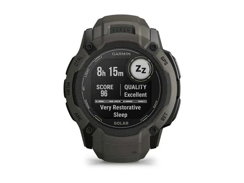 Garmin Instinct 2X Solar - 50 mm - fiberforstærket polymer - Ja smart ur med bånd - håndledsstørrelse: 145-228 mm - monokrom - 64 MB - Bluetooth, ANT  - 67 g - mosgrøn