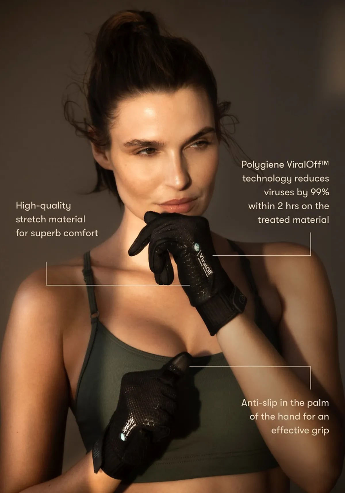 Long Finger Glove VIRALOFF Black