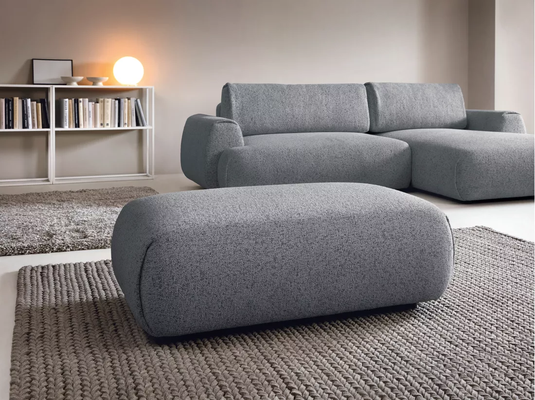 Pouf en tissu texturé gris MONELIA