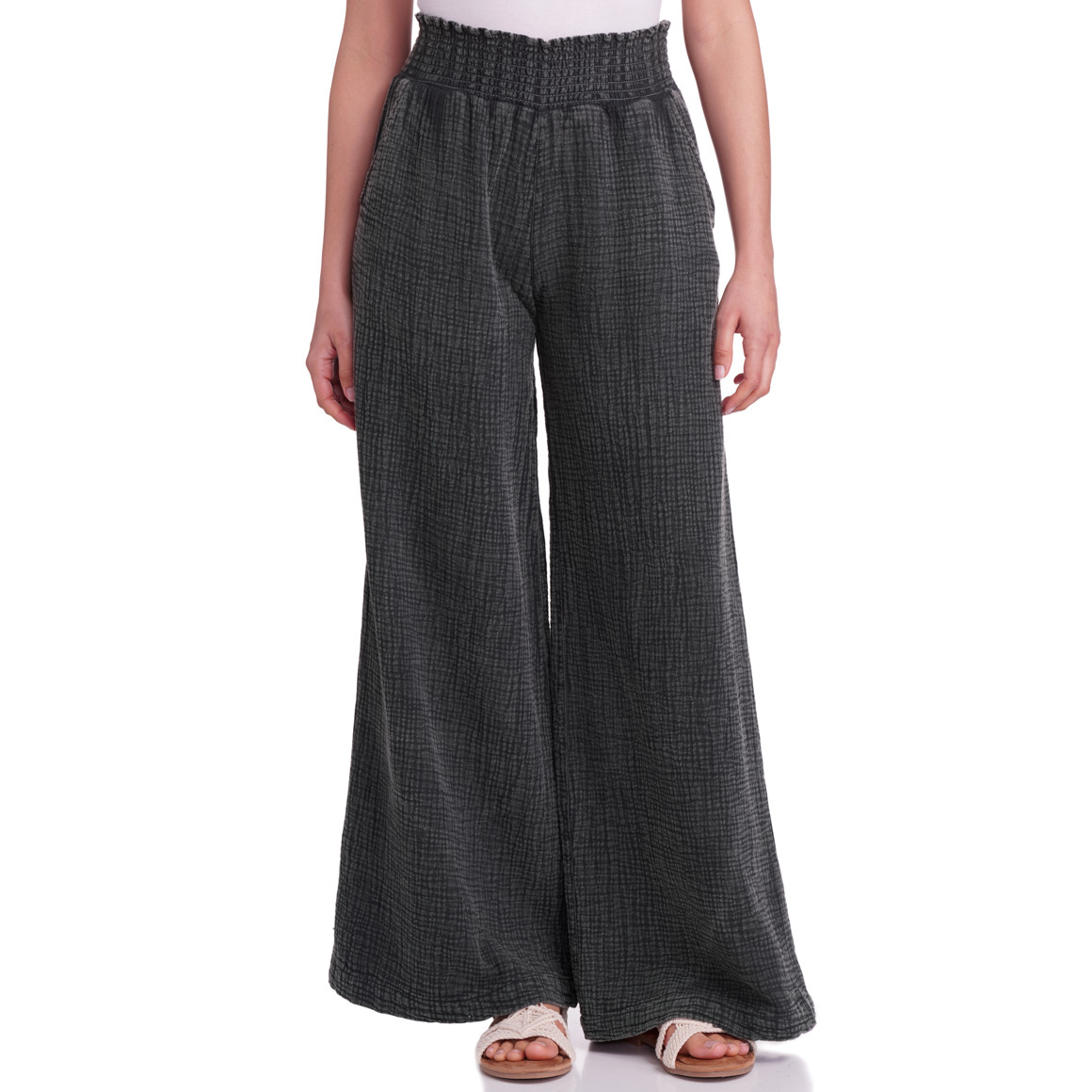 Gina Damen Musselin-Hose mit Elastikbund dunkelgrau