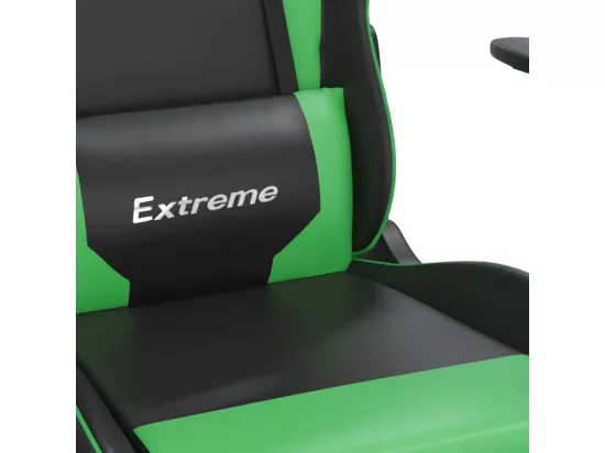 Chaise de jeu avec repose-pied Noir et vert Similicuir