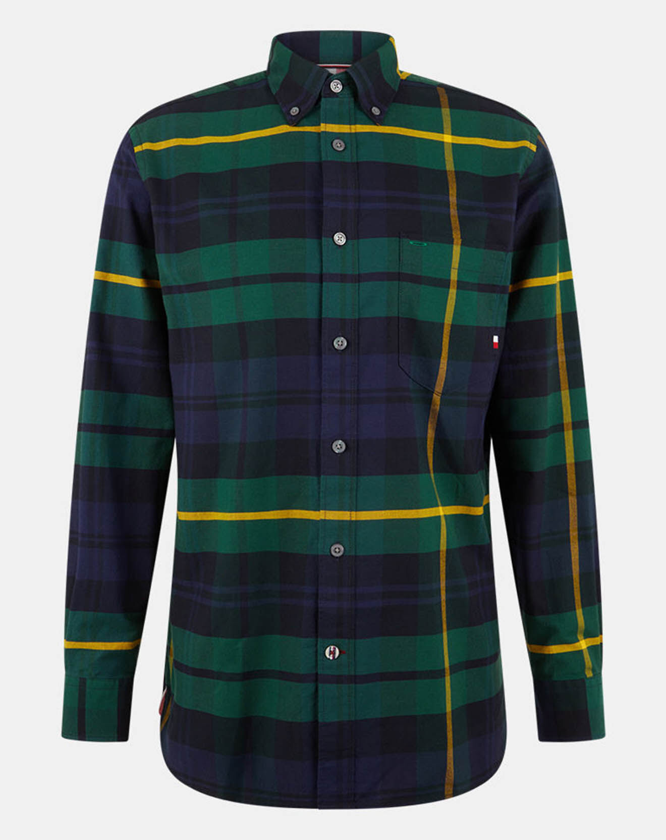 Tommy Hilfiger Chemise ajustée Blown Up tartan vert/bleu