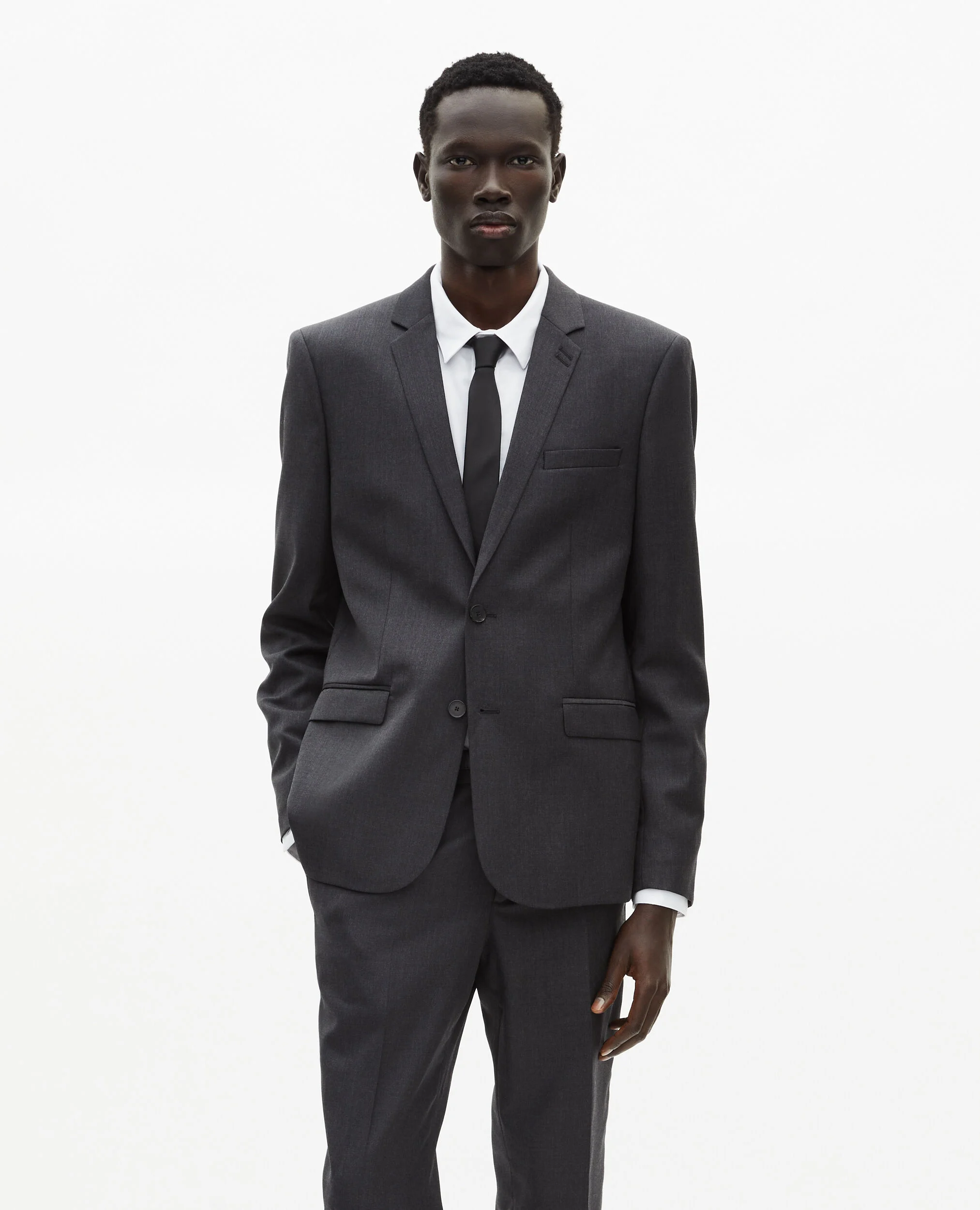 Veste de costume coupe ajustée en laine noire