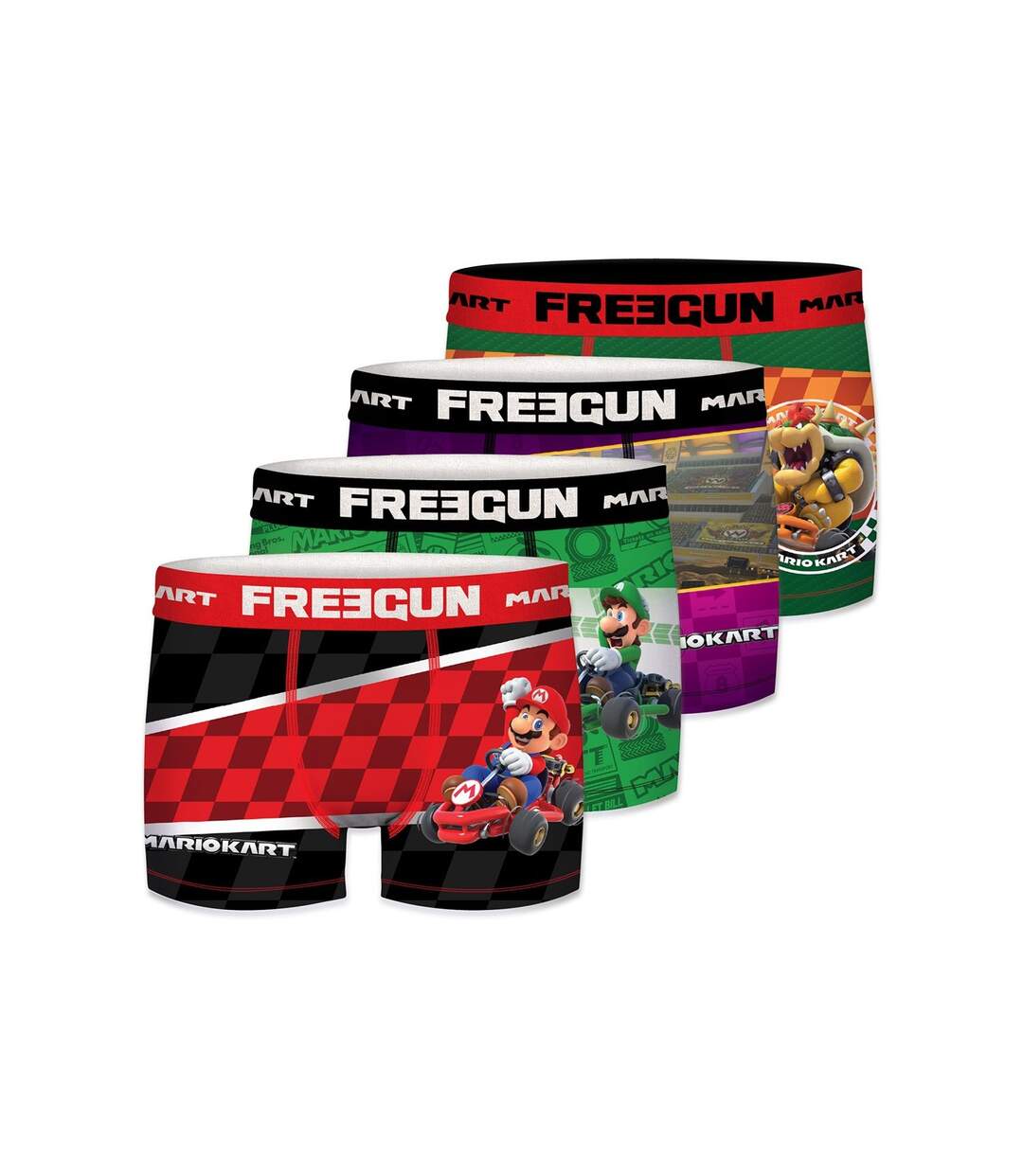 Boxer Homme Mario Kart, Calecon Homme Mario, Luigi, Stretch & Ajustement Parfait (Lot de 4)