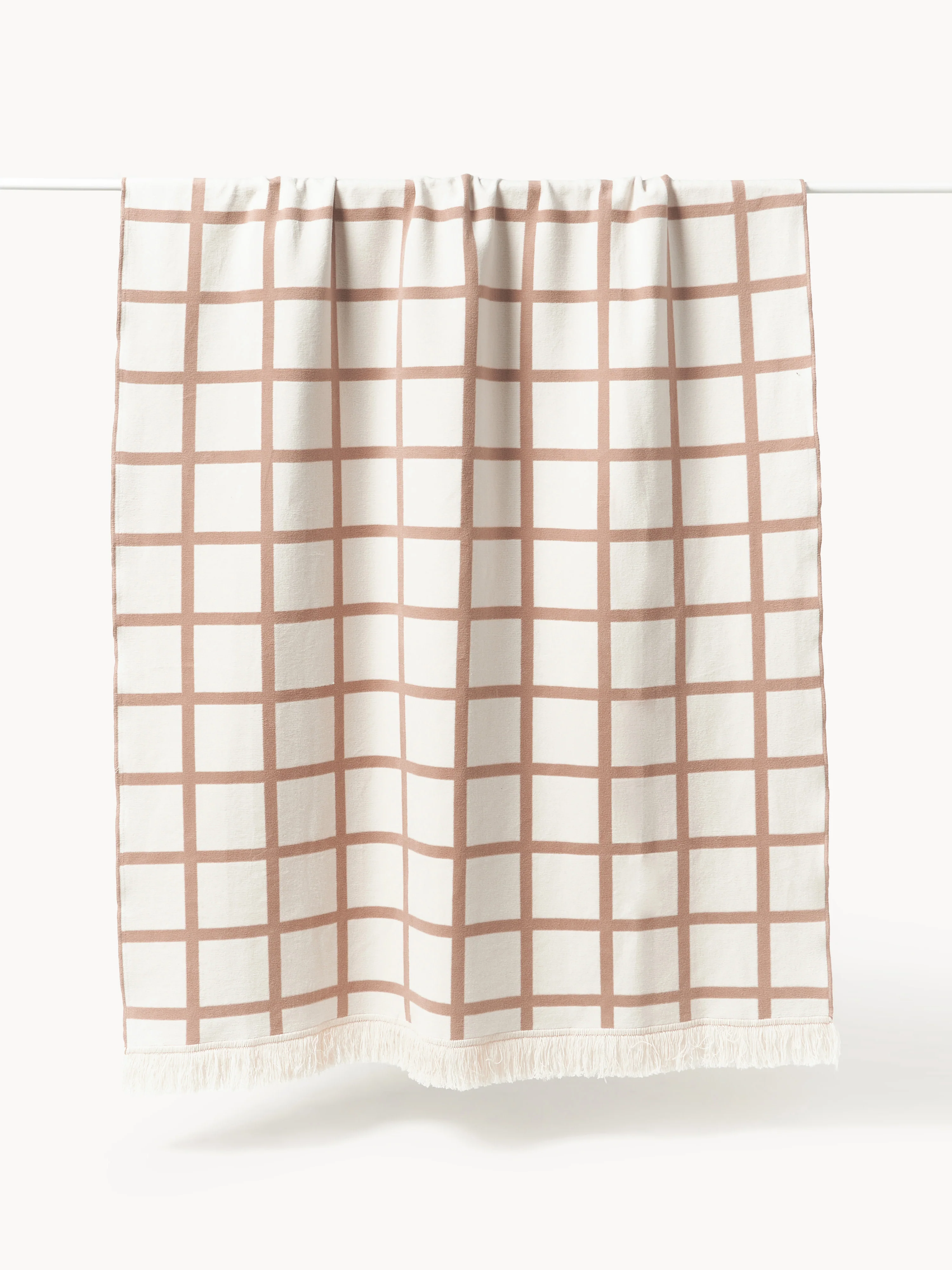 Zachte geruite plaid Edison met franjes