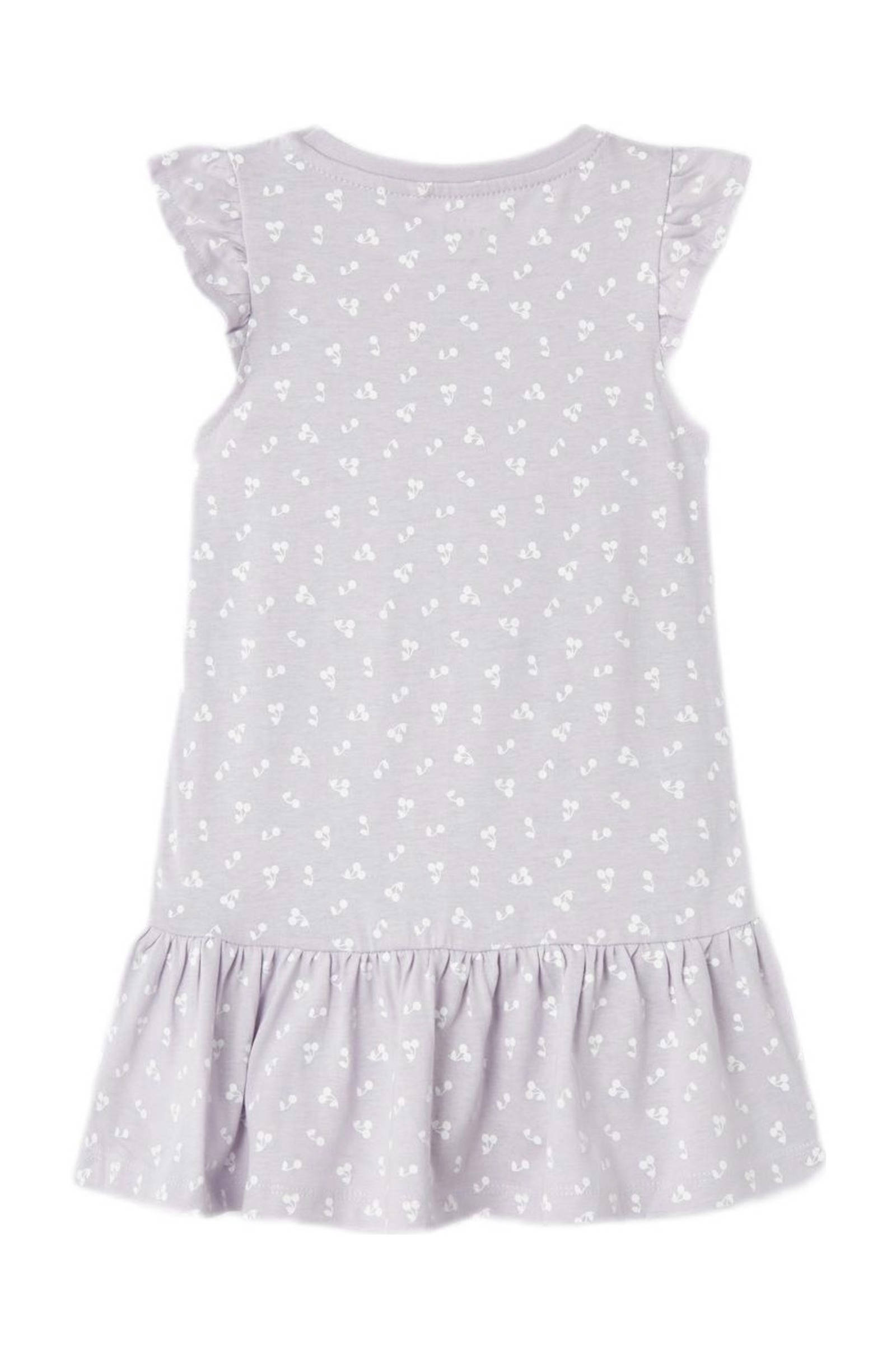 NAME IT A-lijn jurk NMFVIDA met all over print en ruches lila/wit