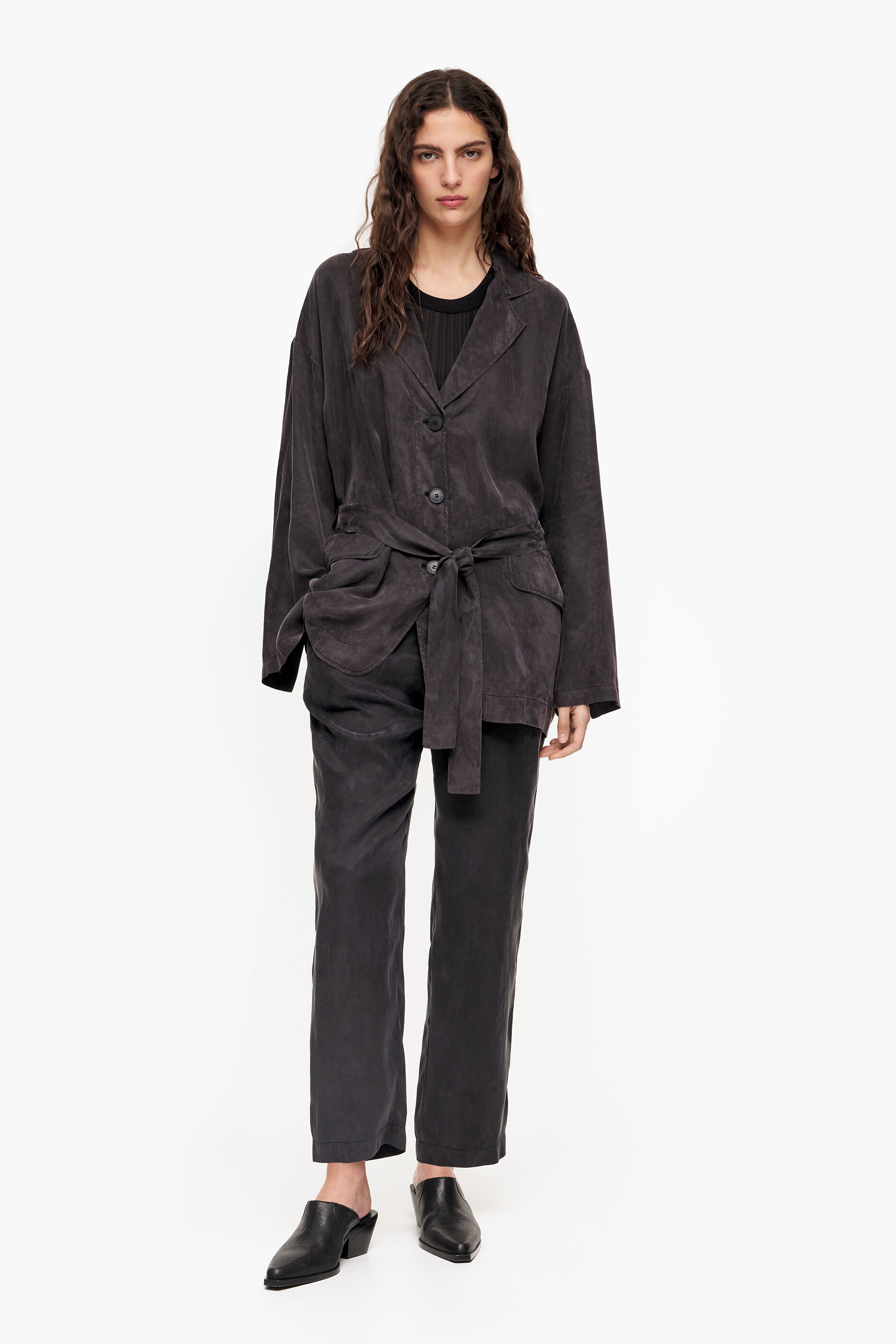 Blazer preto oversized com lavagem especial